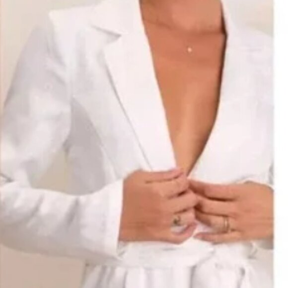 Lulus Upscale Romantic White Floral Jacquard Collared Jumpsuit 33221 - Picture 11 of 12